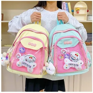 Japanese style cute ita backpack transparent mesh anime school bag for women summer fashion