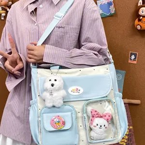 Vintage Color Block Large Capacity Tote Bag Sweet Girl Style Shoulder Crossbody Bag Student School Commuter Bag