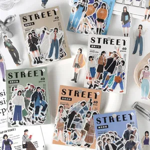 Infeel.me Street Girl Series Washi Sticker Pack Cartoon Girl Character Journal Material Decorative Stationery