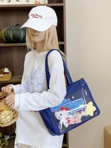 Japanese ins cute girl ita bag transparent messenger bag large capacity student shoulder bag