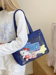 Japanese style transparent Ita bag large capacity canvas shoulder crossbody bag for girls