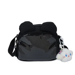 Schwarze transparente Ita-Tasche mit Ohren Design Umhängetasche für Damen Alltag Mode