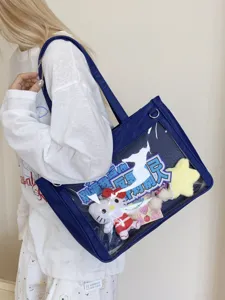 Japanese cute ita bag large capacity transparent shoulder messenger bag with strap for girls