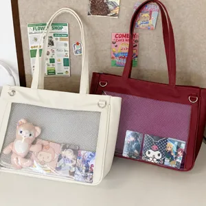 Japanese ins cute ita bag large capacity transparent messenger bag candy color shoulder bag