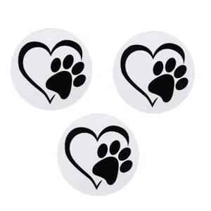 Hart hondenpoot stickers zwart wit rond zelfklevend etiket zegel voor dagelijkse decor