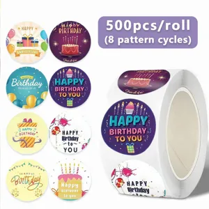 Geburtstag Aufkleber Rolle 500 Stk 8 Motive süße Geschenk Siegel Etiketten für Kinder Party