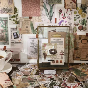 Set di adesivi vintage per diario, carta materiale retrò per scrapbooking creativo.