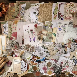 Set carta materiale adesivo per diario vintage cancelleria estetica scrapbooking