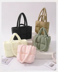 Puff quilted tote bag soft padded handbag stylish casual shoulder bag multi color option