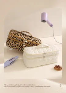 Custodia porta asciugacapelli a doppio strato con trousse borsa da viaggio per trucchi.