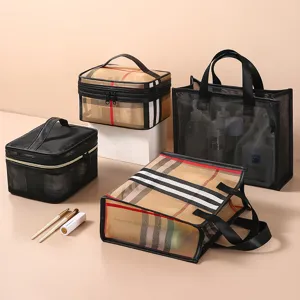 Klarer Netz-Make-up-Beutel wasserdichte Kulturbeutel Reisekosmetik-Organizer fur Damen