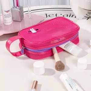 Portable Mesh Toiletry Bag Large Capacity Travel Cosmetic Bag Multi Color Waterproof Makeup Storage Pouch For Outdoor Beach
