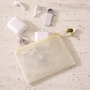 Portable mesh storage bag, multi-functional travel cosmetic bag and mini coin purse for daily use.