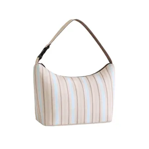 Oxford cloth striped bento bag portable lunch handbag for daily office and school use.