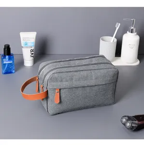 Cationic men's toiletry bag, large capacity travel cosmetic storage bag, gray oxford cloth.