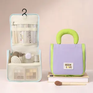 Large Capacity Portable Nylon Toiletry Bag Travel Cosmetic Organizer With Hook Makeup Storage Pouch For Women Men