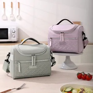Portable Insulated Lunch Bag Waterproof Diamond Quilted Thermal Cooler Tote Bag For Work Picnic Travel Food Storage