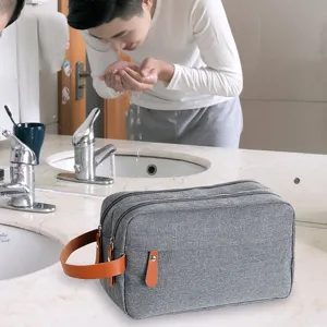 Men's double layer oxford cloth toiletry bag, large capacity travel storage cosmetic bag.