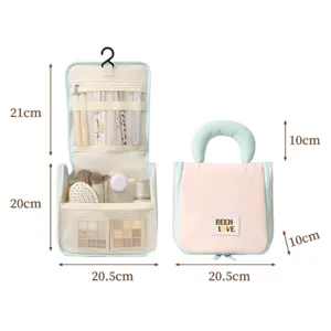 Hanging toiletry bag for travel, large capacity waterproof cosmetic organizer with hook for women.