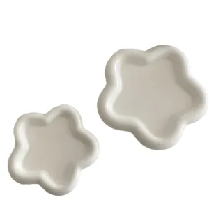 White ceramic flower shaped plate set minimalist dessert dish photo props tableware items