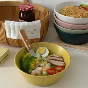 Koreaanse INS-stijl keramische kom met spetterpatroon retro servies voor fruit, muesli en ontbijt.