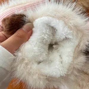 Winter warm plush gloves detail showing soft thick fleece lining for cold weather comfort.