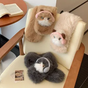 Cute ragdoll cat plush scarf and gloves set winter warm thick cold-proof accessories detail