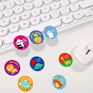 Cute cartoon animal reward stickers detail view with cute designs and encouraging words.