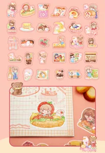 Süße Cartoon Mädchen PET Sticker Set für Tagebuch DIY Dekoration glänzendes Design