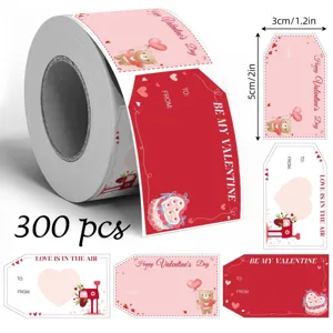 Valentijnsdag Sticker Rol Kunstdrukpapier Decoratief Etiket Voor Geschenkverpacking Bakken Afdichting Romantisch Feestelijk