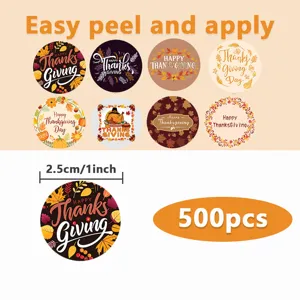 Thanksgiving Day stickers roll 500pcs 2.5cm envelope seals decorative holiday party favors