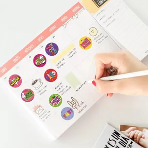Cartoon English encouragement reward stickers roll, colorful self-adhesive labels for planner school office.