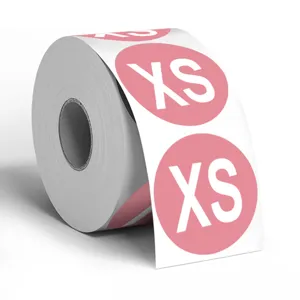 500 Stk Rolle rosa XS Groesse runde Kleidung Etikett Aufkleber Selbstklebend Siegel Verpackung