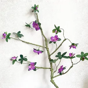 Ramo di fiori di azalea artificiale stelo in schiuma morbida viola decorazione casa