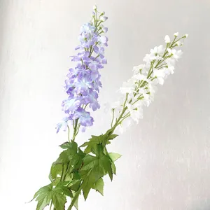 Artificial delphinium long stem flower detailed shot, perfect for wedding arch and home decor.