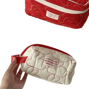 Quilted large capacity cosmetic bag cute bunny travel portable storage wash bag for women