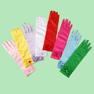 Kids Princess Satin Long Gloves Bowknot Costume Performance Gloves Girls Opera Party Dress Accessories