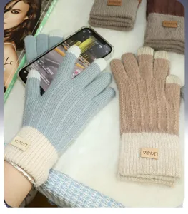 Guanti touchscreen in maglia calda per uomo e donna, guanti termici invernali in peluche