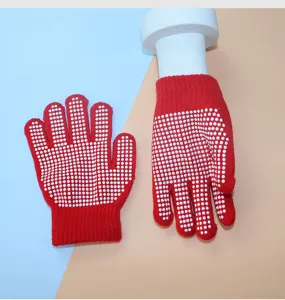 Kids non-slip knit gloves with dotted grip for school sports gardening and safety daily use