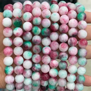 Brins de perles rondes en pierre précieuse de cristal coloré pour bijoux DIY et bracelets.