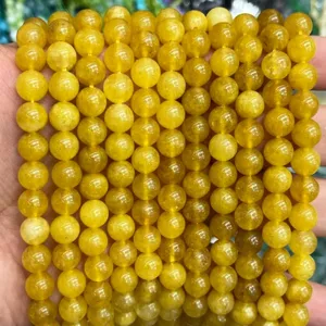 Perles rondes en pierre précieuse jaune pour bijoux faits main DIY bracelets accessoires de gros
