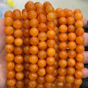 Brins de perles rondes en pierre précieuse de cristal orange pour la fabrication de bijoux DIY