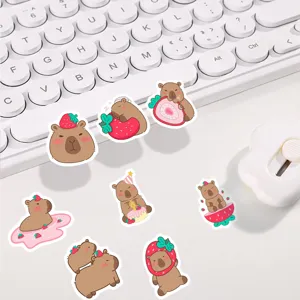 Cute strawberry capybara stickers waterproof PVC diy decorative decal for journal gifts