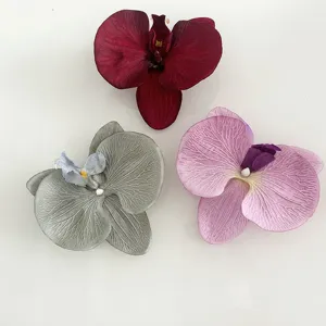 Artificial orchid flower heads DIY accessories for shoes apparel hats craft decoration 3pcs