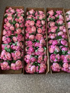 Artificial peony camellia silk flower bouquet for wedding home decor, pink floral arrangement.