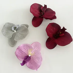 Artificial butterfly orchid flower heads DIY accessories for shoes hats garments decoration 4pcs