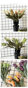Mazzo di tulipani artificiali vintage autunnali, fiori di seta per decorazione hotel.