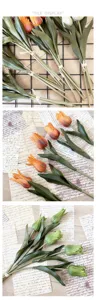Bouquet di tulipani artificiali vintage per decorazioni di hotel e matrimoni, fiori autunnali.