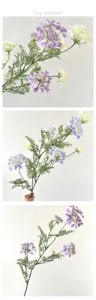 Fleurs artificielles violettes et blanches dentelle de soie tiges pour mariage déco