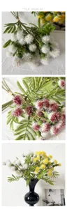 Artificial flower bouquet dandelion mimosa spherical floral home decor photography props